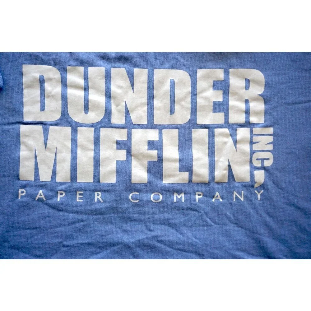 Dunder Mifflin 'The Office' Graphic Cropped Hoodie, Light Blue - Size XL - Picture 3 of 7